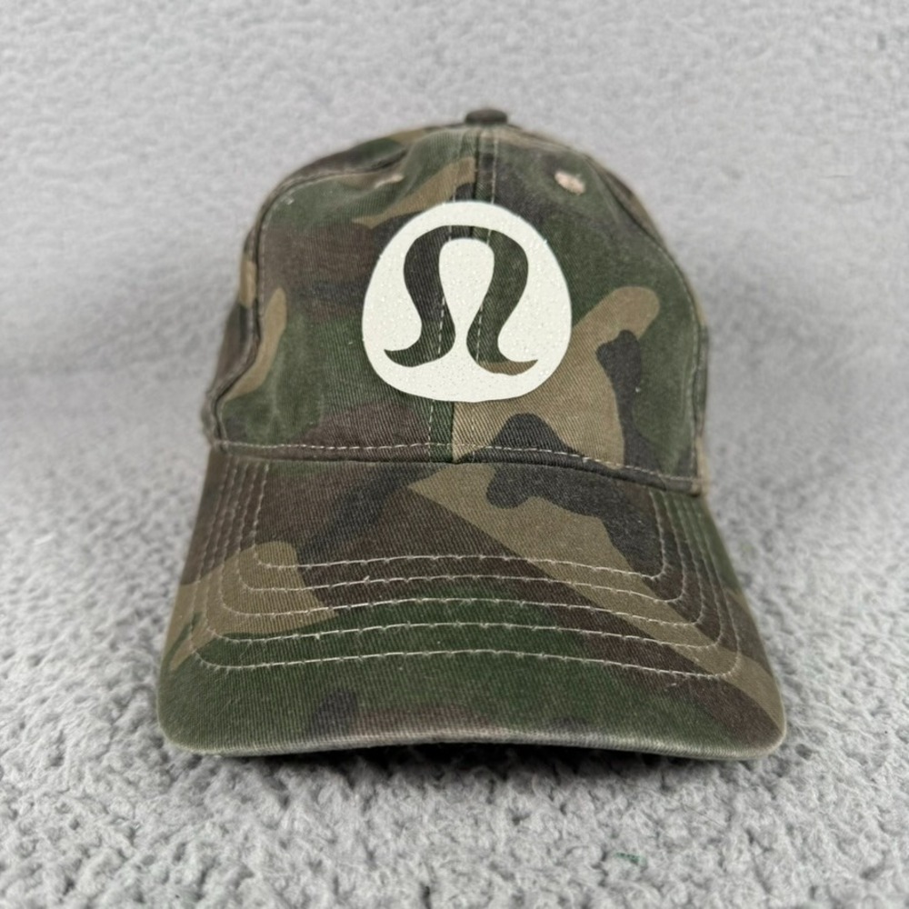 Lululemon Style Unisex One Size Strapback Camo Twill Casual Preppy Outdoor Logo
